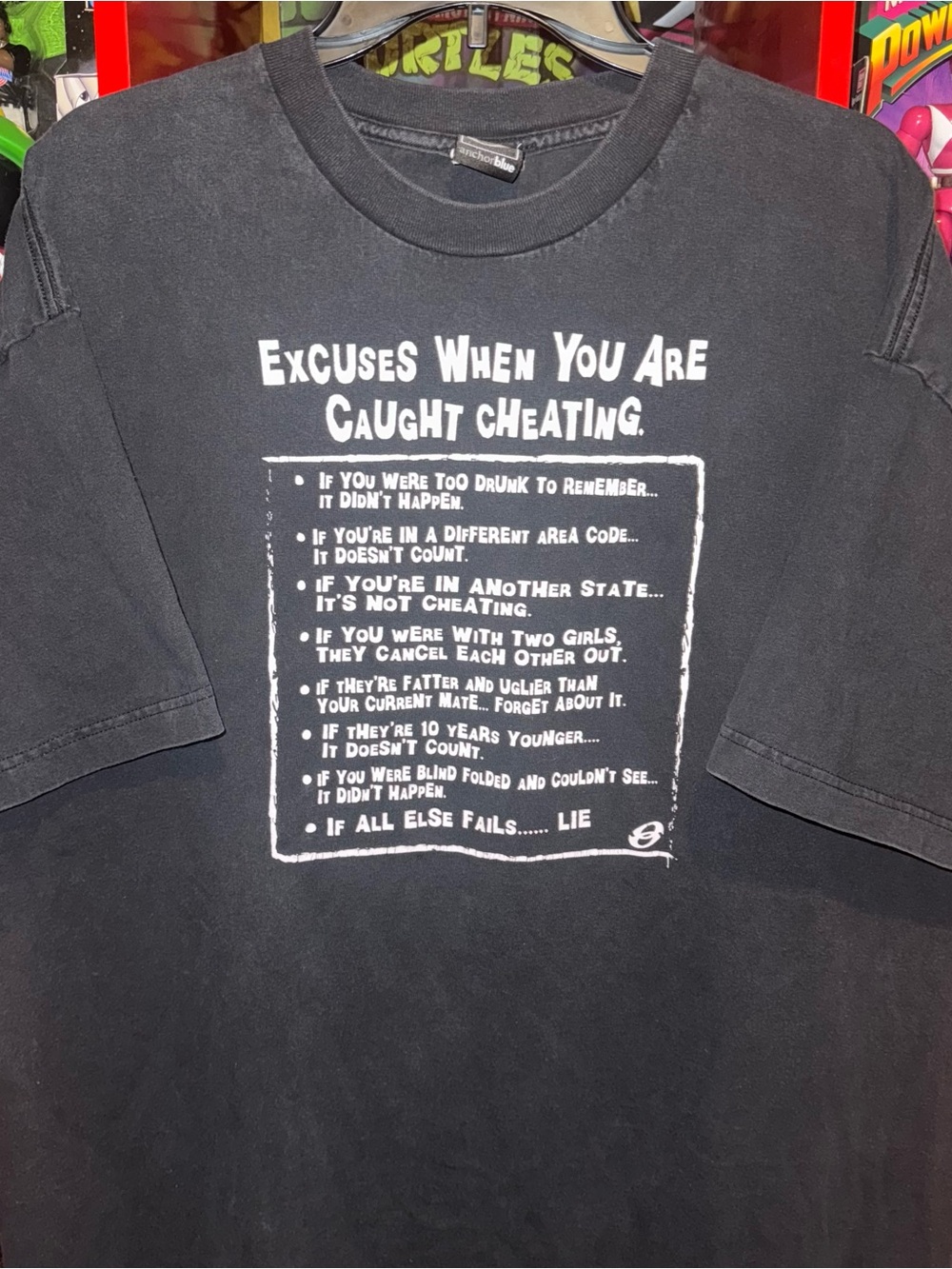 Vintage 90’s Anchor Blue “Excuses When You Are caught Cheating” T-shirt